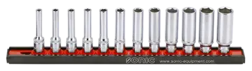 Flank socket set 1/4" 6-point deep on rail 12-pcs. redirect to product page